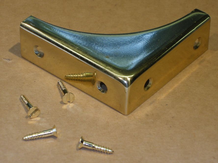 Box Corners & Straps Corners, Case/Box/Trunk, Solid Brass, 50 x 16mm, each